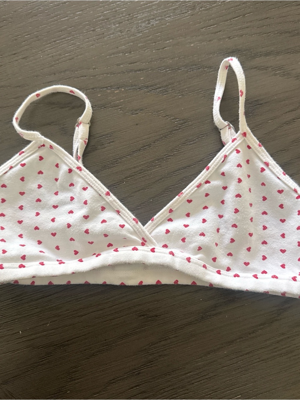 Brandy Melville White Bralette with Pink Heart Print